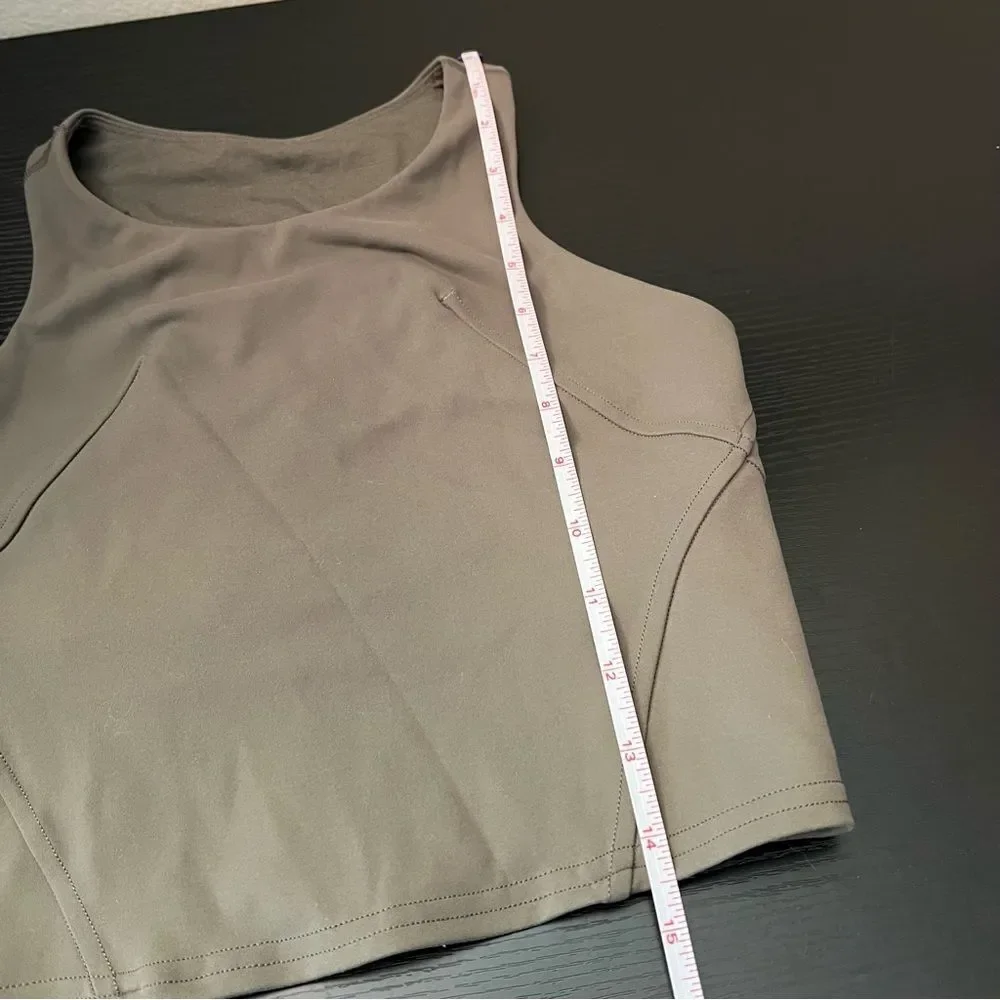 Lululemon‎ Athletica Invigorate Training Tank Top with Bra Olive Green 2